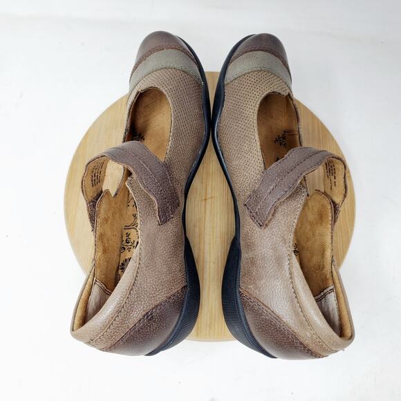 Taos Mary Jane Shoes Womens 7 WIDE Bravo Brown Leather Patchwork Comfort Office - Picture 9 of 12